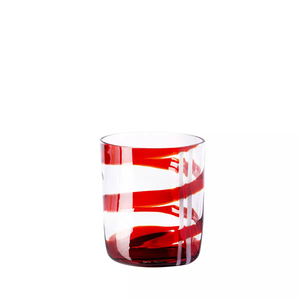 Carlo Moretti Bicchiere Bora in vetro soffiato di Murano con motivo a spirale arancione 239972