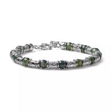 Bracciale da uomo Maria Cristina Sterling in argento con agata muschiata verde G4147