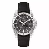 BULOVA Orologio al Quarzo da Uomo Cassa in Acciaio Quadrante Grigio e Nero Cinturino in Pelle Nero 96B416