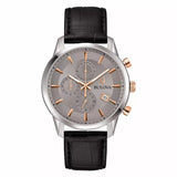 BULOVA Orologio Cronografo al Quarzo da Uomo Cassa in Acciaio Quadrante Grigio con Datario Cinturino in Pelle Nero 98B409