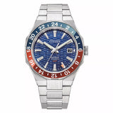 CITIZEN Orologio Automatico Uomo Serie 8 GMT Quadrante Blu Cassa e Cinturino Acciaio NB6030-59L