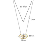 TI SENTO Collana donna in argento bicolore con centrale a forma esagonale con pietre 34039MW Dimensioni