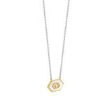 TI SENTO Collana donna in argento bicolore con centrale a forma esagonale con pietre 34039MW Variante