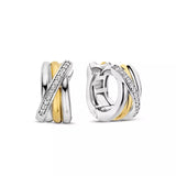 Orecchini Cerchio Ti Sento Intrecciati in Argento Bicolore con Zirconi 7960ZY Variante