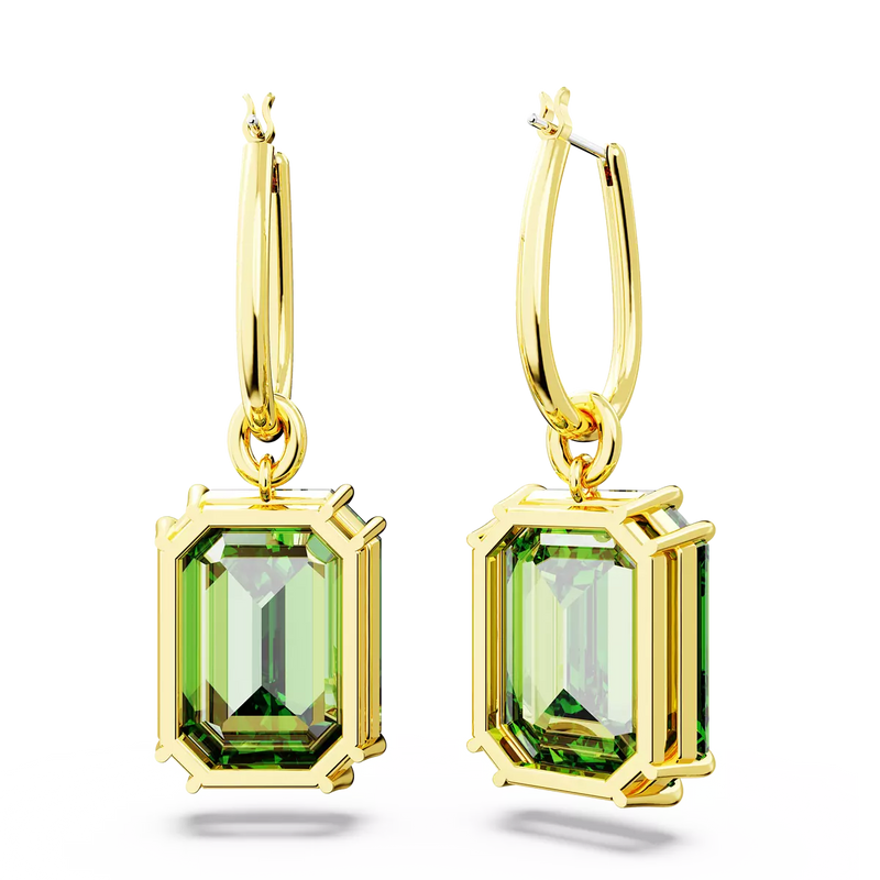 SWAROVSKI Orecchini pendenti con cristalli verdi ottagonali sfaccettati su montatura dorata 5676071 Variante