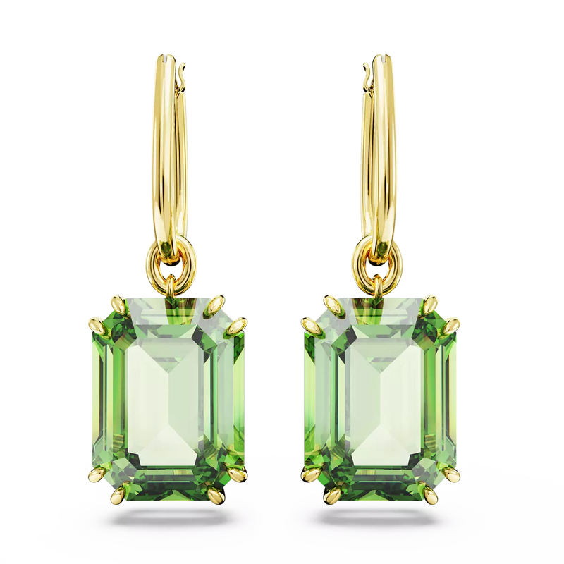 SWAROVSKI Orecchini pendenti con cristalli verdi ottagonali sfaccettati su montatura dorata 5676071 Variante2