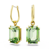 SWAROVSKI Orecchini pendenti con cristalli verdi ottagonali sfaccettati su montatura dorata 5676071