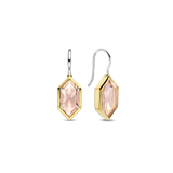 TI SENTO orecchini pendenti in argento bicolore a forma esagonale con pietre color nude 7945NU