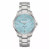 BULOVA Orologio al Quarzo Donna Cassa Rotonda in Acciaio Quadrante Azzurro e Cinturino in Acciaio 96P248