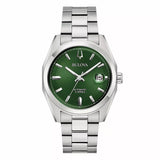 BULOVA Orologio Automatico Uomo Cassa Ottagonale in Acciaio Quadrante Verde e Cinturino in Acciaio 96B429