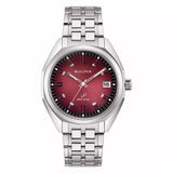 BULOVA Orologio al Quarzo Solo Tempo con Datario con Cassa Rotonda Quadrante Merlot e Cinturino in Acciaio 96B401