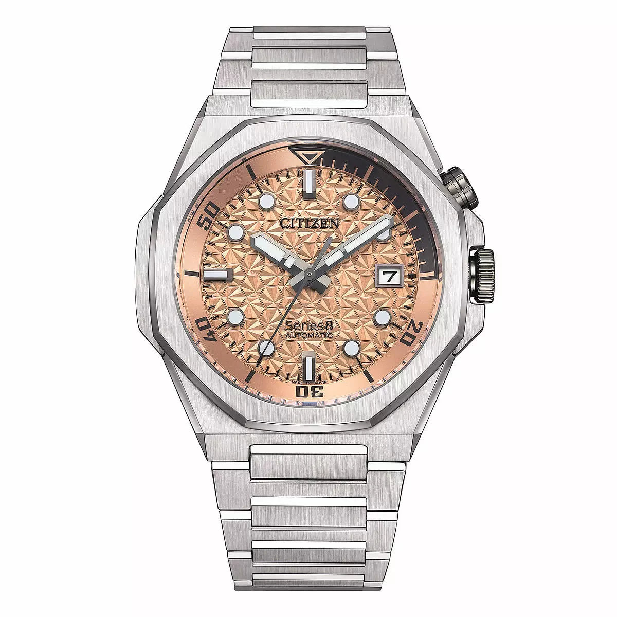 Citizen Serie 8 Orologio Automatico Uomo NB6059-57P - Quadrante Champagne, Cinturino In Acciaio, Vetro Zaffiro, 100m