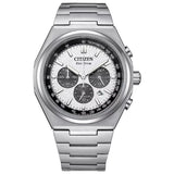 CITIZEN Orologio da uomo Eco-drive cronografo, data, cassa e cinturino in supertitanio quadrante argento CA4610-85A