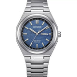 CITIZEN Orologio da uomo Eco-drive solo tempo data, cassa e cinturino in supertitanio quadrante blu AW0130-85L