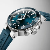 Orologio ORIS Aquis Small Second Date quadrante blu cinturino in gomma nero 01 743 7733 4155-07 4 24 69EB