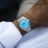 Orologio ORIS Divers Sixty-Five Cotton Candy quadrante azzurro bracciale in acciaio 01 733 7771 4055-07 8 19 18 dettaglio 2