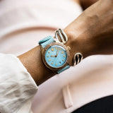 Orologio ORIS Divers Sixty-Five Cotton Candy quadrante azzurro cinturino in tessuto azzurro 01 733 7771 3155-07 3 19 02BRS dettaglio 2