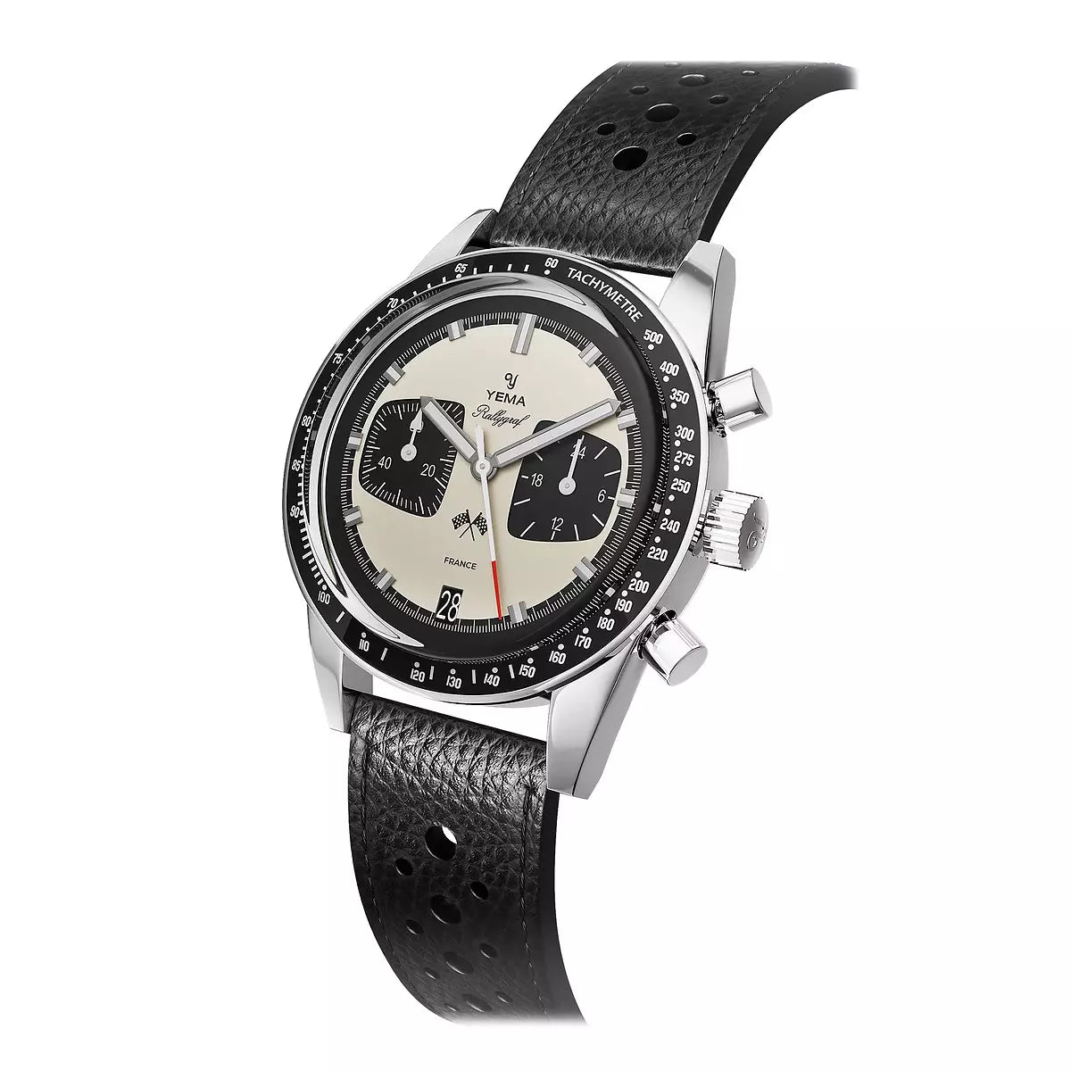 OROLOGIO CRONOGRAFO TECHNOS Uomo Quadrante Nero Data Made in Svizzera