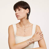 Bracciale donna Swarovski tennis in metallo placcato oro rosa e zirconi taglio rotondo 657659 Indossato