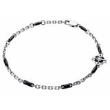ZANCAN bracciale da uomo in argento con maglie intervallate da elementi in ceramica nera EXB504-N