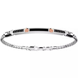 ZANCAN bracciale semirigido in argento con dettagli in oro rosa e spinello nero EXB493R-N