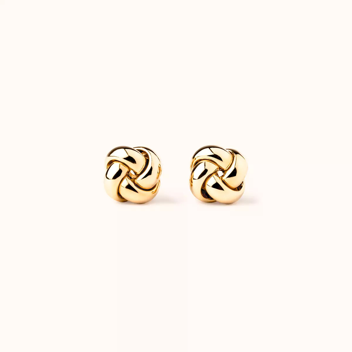 Eleganti Orecchini A Perno In Oro Giallo 14kt Con Triplo Nodo Dell'Amore - Made In Italy (15 Mm) - 4