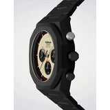D1 Milano Polychrono Void Phantom dettaglio laterale corona e pulsanti cronografo cassa ottagonale nera PHBJ18