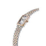 Frederique Constant Classics Art Deco Carree vista laterale cassa rettangolare oro rosa e bracciale bicolore acciaio FC-200MPW2AC2B