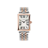 Frederique Constant Classics Art Deco Carree quadrante madreperla bianco numeri romani bracciale bicolore acciaio oro rosa FC-200MPW2AC2B