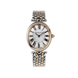 Frederique Constant Classics Art Deco Oval quadrante madreperla numeri romani bracciale bicolore acciaio e oro rosa FC-200MPW2V2B