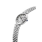 Frederique Constant Classics Art Deco Round vista laterale corona con cabochon blu e bracciale acciaio lucido FC-200MPW2AR6B
