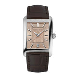 Frederique Constant Classics Carree Automatic quadrante rosa dorato guilloché, cassa acciaio e cinturino pelle marrone FC-303SAL4C6