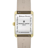 Frederique Constant Classics Carree Calendar Moonphase fondello acciaio inciso con cinturino pelle marrone vista posteriore FC-265S4C5