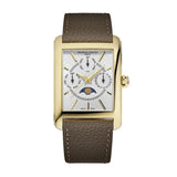 Frederique Constant Classics Carree Calendar Moonphase quadrante argentato cassa oro giallo cinturino pelle marrone FC-265S4C5