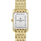 Frederique Constant Classics Carree Small Seconds fondello in acciaio inciso con bracciale dorato vista posteriore FC-235S2C5B