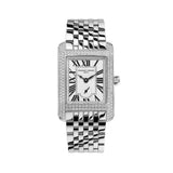 Frederique Constant Classics Carree Small Seconds quadrante argentato numeri romani diamanti bracciale acciaio FC-235S2CD6B