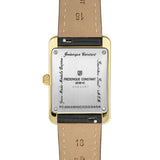 Frederique Constant Classics Carree Small Seconds fondello acciaio inciso con cinturino pelle nera dettaglio FC-235S2C5