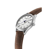 Frederique Constant Classics Index Automatic vista laterale cassa acciaio e cinturino pelle marrone coccodrillo FC-303NS5B6