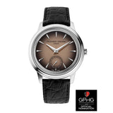 Frederique Constant Classics Moneta Handwinding quadrante granulato nero-salmone, cassa acciaio, cinturino alligatore nero FC-435BBL3S6