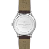 Frederique Constant Classics Moneta Moonphase fondello acciaio inciso con cinturino pelle marrone vista posteriore FC-206S3S6