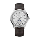 Frederique Constant Classics Moneta Moonphase quadrante argentato raggi di sole con fase lunare, cinturino pelle marrone FC-206S3S6