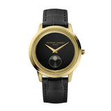 Frederique Constant Classics Moneta Moonphase quadrante nero opaco cassa PVD oro giallo cinturino pelle nera FC-206B3S5