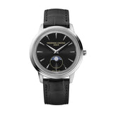 Frederique Constant Classics Moneta Moonphase quadrante nero con fase lunare, cassa acciaio e cinturino pelle nera FC-206B3S6