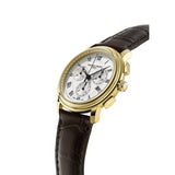 Frederique Constant Classics Quartz Chronograph vista laterale cassa oro giallo con pulsanti cronografo e corona FC-292MC4P5