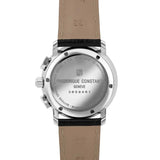 Frederique Constant Classics Quartz Chronograph fondello inciso cassa acciaio con cinturino pelle nera dettaglio FC-292MC4P6
