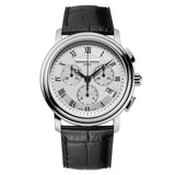 Frederique Constant Classics Quartz Chronograph quadrante argentato guilloché numeri romani cinturino pelle nero FC-292MC4P6