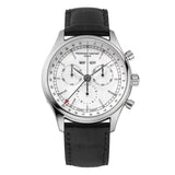 Frederique Constant Classics Quartz Chronograph Triple Calendar quadrante argentato cinturino pelle nera FC-296SW5B6
