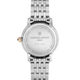 Frederique Constant Classics Slimline Ladies Moonphase fondello in acciaio inciso con corona oro rosa, vista posteriore FC-206MPWD1S2B