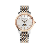 Frederique Constant Classics Slimline Ladies Moonphase quadrante madreperla bianco con diamanti, bracciale bicolore acciaio e oro rosa FC-206MPWD1S2B