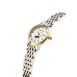 Frederique Constant Classics Slimline Ladies Moonphase vista laterale cassa oro giallo e bracciale bicolore con fase lunare FC-206MPWD1S3B